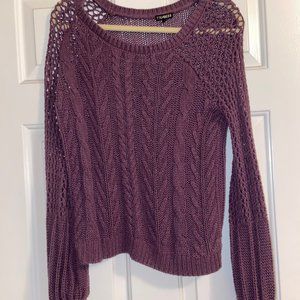 EXPRESS Cable Knit Bow Tie Sleeve Sweater